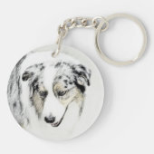 オーストラリア絵画シェパードのオリジナルドッグアート キーホルダー (裏面)