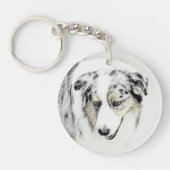 オーストラリア絵画シェパードのオリジナルドッグアート キーホルダー (正面)