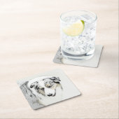 オーストラリア絵画シェパードのオリジナルドッグアート スクエアペーパーコースター (インサイチュ)