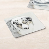 オーストラリア絵画シェパードのオリジナルドッグアート スクエアペーパーコースター (アングル)