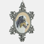 オーストラリア絵画シェパードのオリジナルドッグアート スノーフレークピューターオーナメント (左)