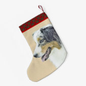 オーストラリア絵画シェパードのオリジナルドッグアート スモールクリスマスストッキング (裏面 (吊り時))