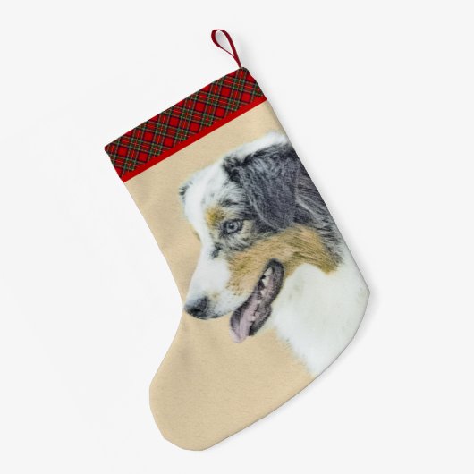 オーストラリア絵画シェパードのオリジナルドッグアート スモールクリスマスストッキング (裏面 (吊り時))