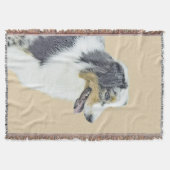オーストラリア絵画シェパードのオリジナルドッグアート スローブランケット (正面)