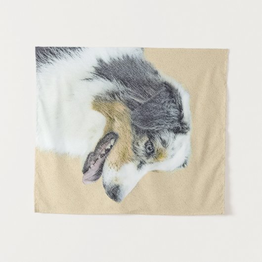 オーストラリア絵画シェパードのオリジナルドッグアート タペストリー (正面(横))