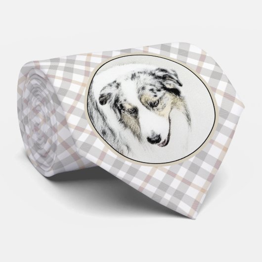 オーストラリア絵画シェパードのオリジナルドッグアート ネクタイ (ロール)