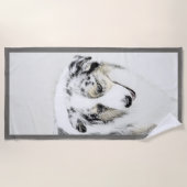 オーストラリア絵画シェパードのオリジナルドッグアート ビーチタオル (正面)