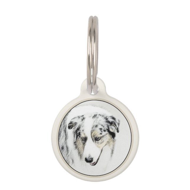 オーストラリア絵画シェパードのオリジナルドッグアート ペット　ネームタグ (正面)