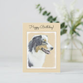 オーストラリア絵画シェパードのオリジナルドッグアート ポストカード (スタンド正面)