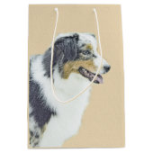 オーストラリア絵画シェパードのオリジナルドッグアート ミディアムペーパーバッグ (正面)