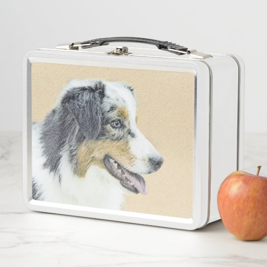 オーストラリア絵画シェパードのオリジナルドッグアート メタルランチボックス (インサイチュ)