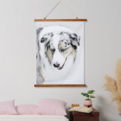 オーストラリア絵画シェパードのオリジナルドッグアート 吊り下げ型タペストリー (寝室)