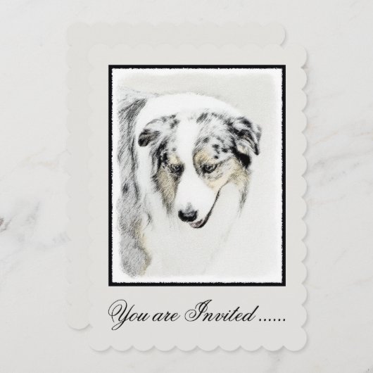 オーストラリア絵画シェパードのオリジナルドッグアート 招待状 (正面/裏面)
