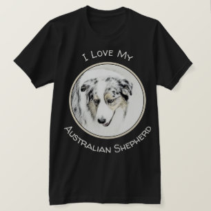 オーストラリア絵画シェパードのオリジナルドッグアート Tシャツ
