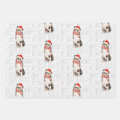 オーストラリア羊飼いのクリスマスドッグとプレイド ラッピングペーパーシート (正面2)