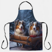 オーストラリア羊飼いの雪そりのクリスマスデコール エプロン (正面)