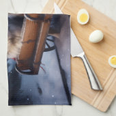 オーストラリア羊飼いの雪そりのクリスマスデコール キッチンタオル (四つ折り)