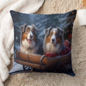 オーストラリア羊飼いの雪そりのクリスマスデコール クッション (ブランケット)