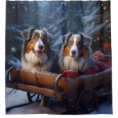 オーストラリア羊飼いの雪そりのクリスマスデコール シャワーカーテン (正面)