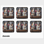 オーストラリア羊飼いの雪そりのクリスマスデコール スクエアシール (シート)