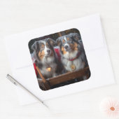 オーストラリア羊飼いの雪そりのクリスマスデコール スクエアシール (封筒)