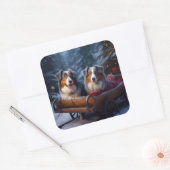 オーストラリア羊飼いの雪そりのクリスマスデコール スクエアシール (封筒)