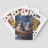 オーストラリア羊飼いの雪そりのクリスマスデコール トランプ (裏面)