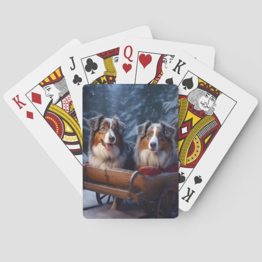 オーストラリア羊飼いの雪そりのクリスマスデコール トランプ (裏面)