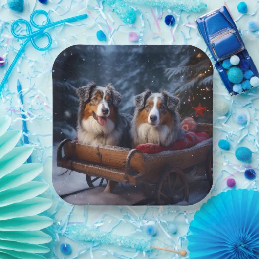 オーストラリア羊飼いの雪そりのクリスマスデコール ペーパープレート (パーティー)