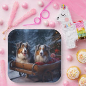 オーストラリア羊飼いの雪そりのクリスマスデコール ペーパープレート (パーティー)