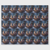 オーストラリア羊飼いの雪そりのクリスマスデコール ラッピングペーパー (フラット)