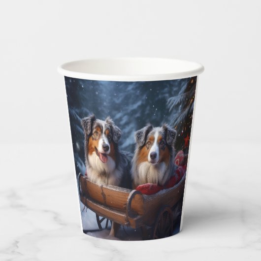 オーストラリア羊飼いの雪そりのクリスマスデコール 紙コップ (裏面)