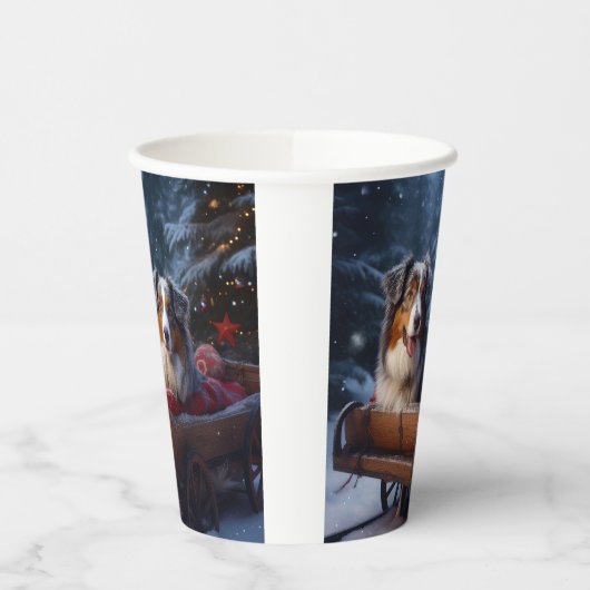 オーストラリア羊飼いの雪そりのクリスマスデコール 紙コップ (左)