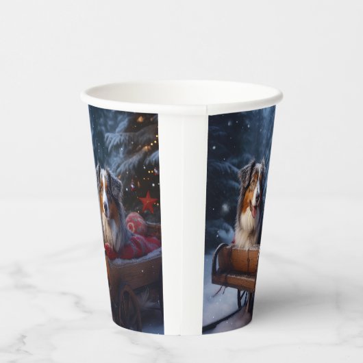 オーストラリア羊飼いの雪そりのクリスマスデコール 紙コップ (右)
