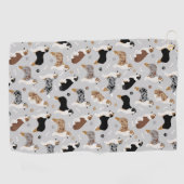 オーストラリア羊飼いの骨と足 ゴルフタオル (横)