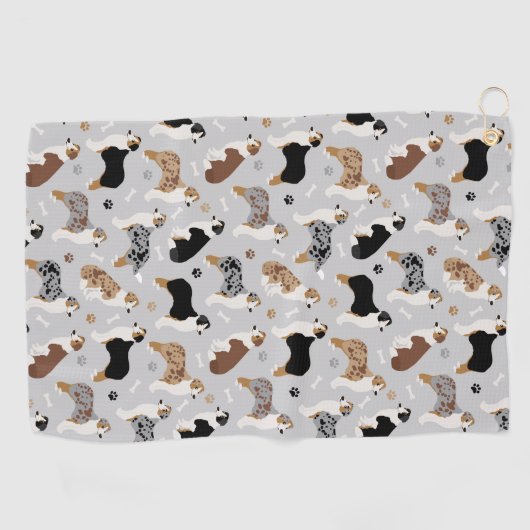 オーストラリア羊飼いの骨と足 ゴルフタオル (横)