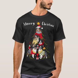 オーストラリア羊飼いオーストラリアのクリスマスツリークリスマス犬 Tシャツ
