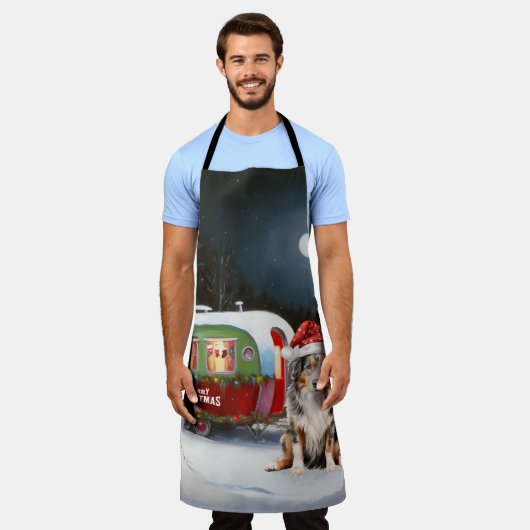 オーストラリア羊飼いキャラバンクリスマスアドベンチャー エプロン (着用した状態)