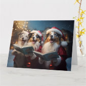 オーストラリア羊飼いクリスマスカロラーズおもしろいホリデー カード (黄色い花)