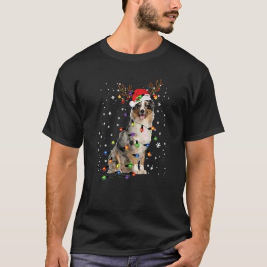 オーストラリア羊飼いクリスマストナカイSanta Hat P Tシャツ (正面)