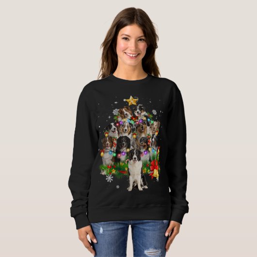 オーストラリア羊飼いクリスマスドッグツリーライツパハ スウェットシャツ (正面フル)