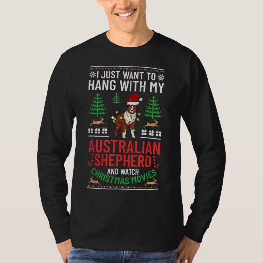 オーストラリア羊飼いクリスマスドッグパピーズクリスマス Tシャツ (正面)