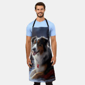 オーストラリア羊飼いクリスマスフェスティバルシーズン エプロン (着用した状態)