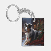 オーストラリア羊飼いクリスマスフェスティバルシーズン キーホルダー (正面左)