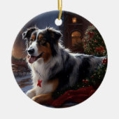 オーストラリア羊飼いクリスマスフェスティバルシーズン セラミックオーナメント (正面)