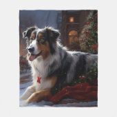 オーストラリア羊飼いクリスマスフェスティバルシーズン フリースブランケット (正面)
