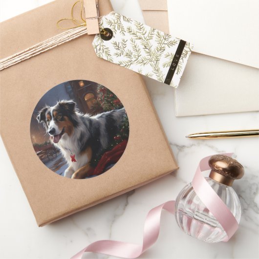 オーストラリア羊飼いクリスマスフェスティバルシーズン ラウンドシール (ギフト)