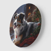 オーストラリア羊飼いクリスマスフェスティバルシーズン ラージ壁時計 (傾斜)