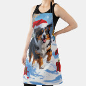 オーストラリア羊飼いクリスマスフェスティバル雪のシーン エプロン (インサイチュ)