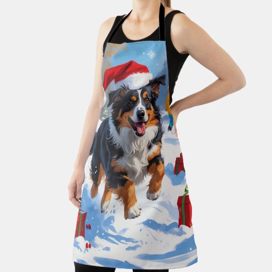 オーストラリア羊飼いクリスマスフェスティバル雪のシーン エプロン (インサイチュ)